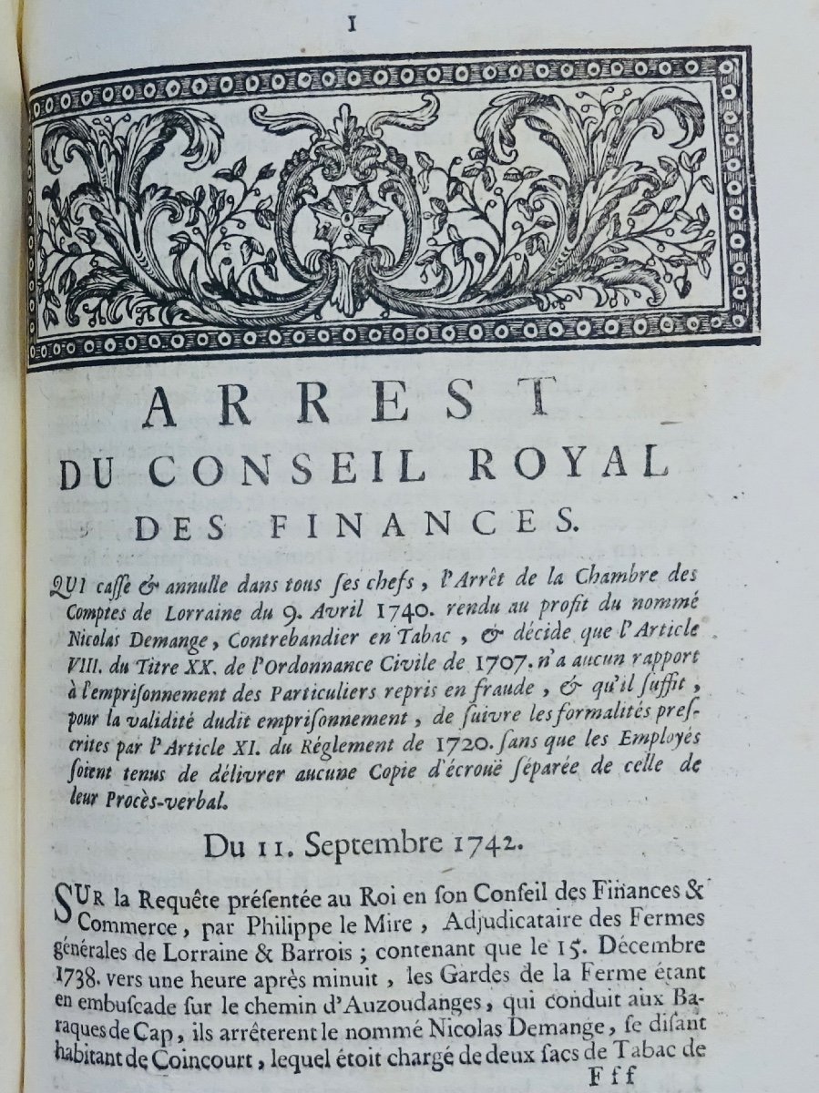 Recueil des édits, déclarations, arrests et règlements de la ferme du tabac de Lorraine. 1752.-photo-8