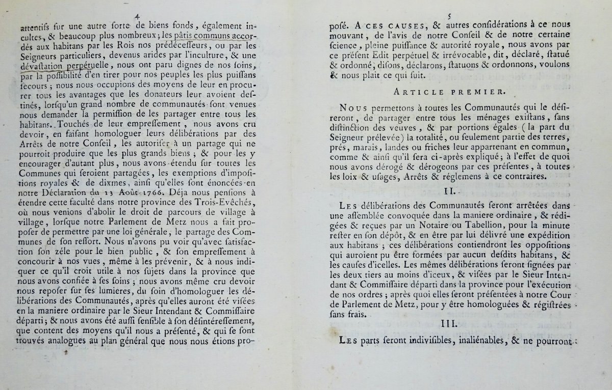 Edict Of The King, Laying Down Regulations For The Division Of The Communes In The Trois-évêchés. 1769.-photo-2