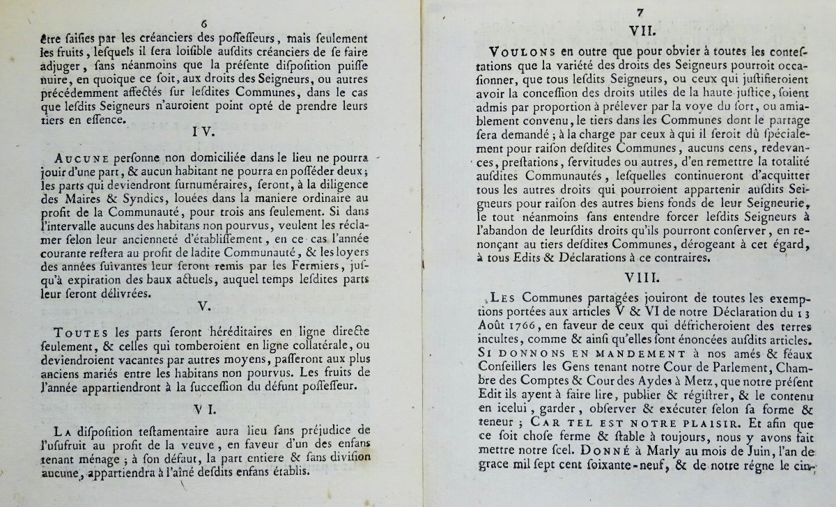 Édit du roi, portant règlement pour le partage des communes dans les Trois-Évêchés. 1769.-photo-3