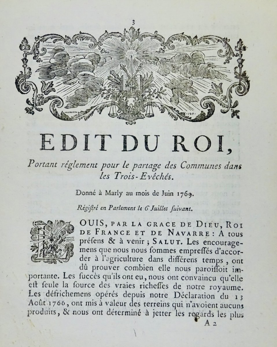 Édit du roi, portant règlement pour le partage des communes dans les Trois-Évêchés. 1769.-photo-2