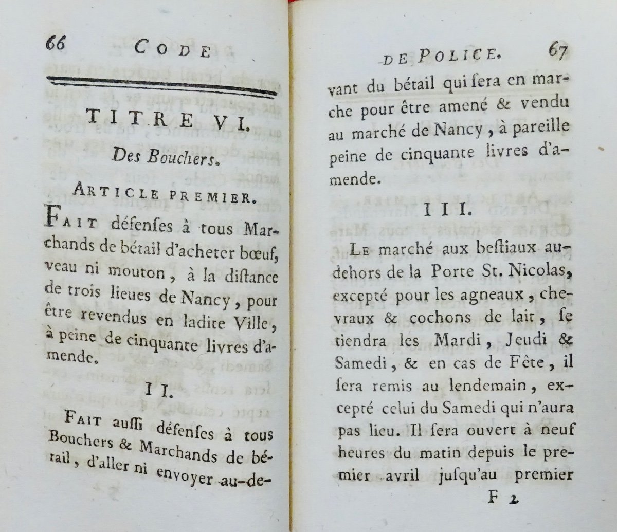 Code de police pour les villes et fauxbourgs de Nancy. Chez Hiacinthe Leclerc, 1769.-photo-8