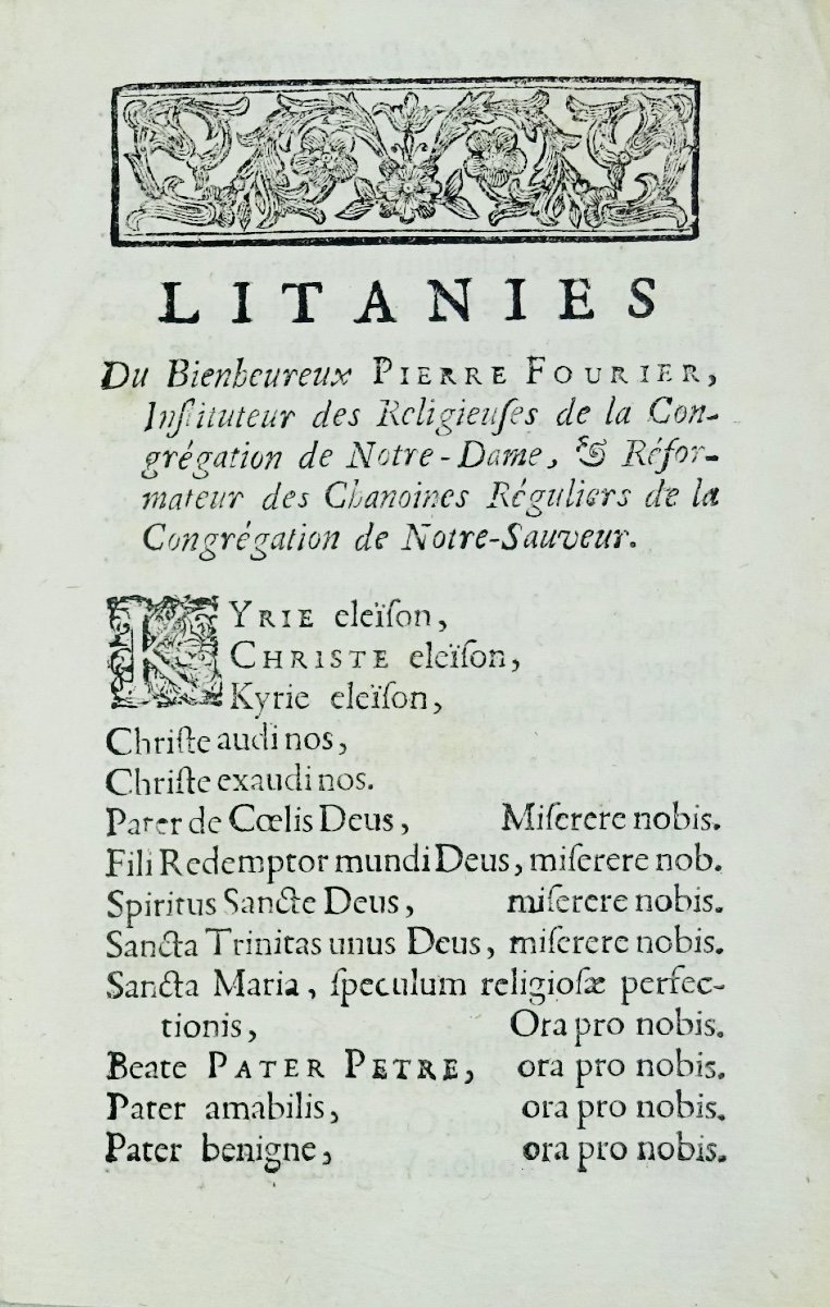 Litany Of Blessed Pierre Fourier. Sl, Se, Around 1780. Paperback.