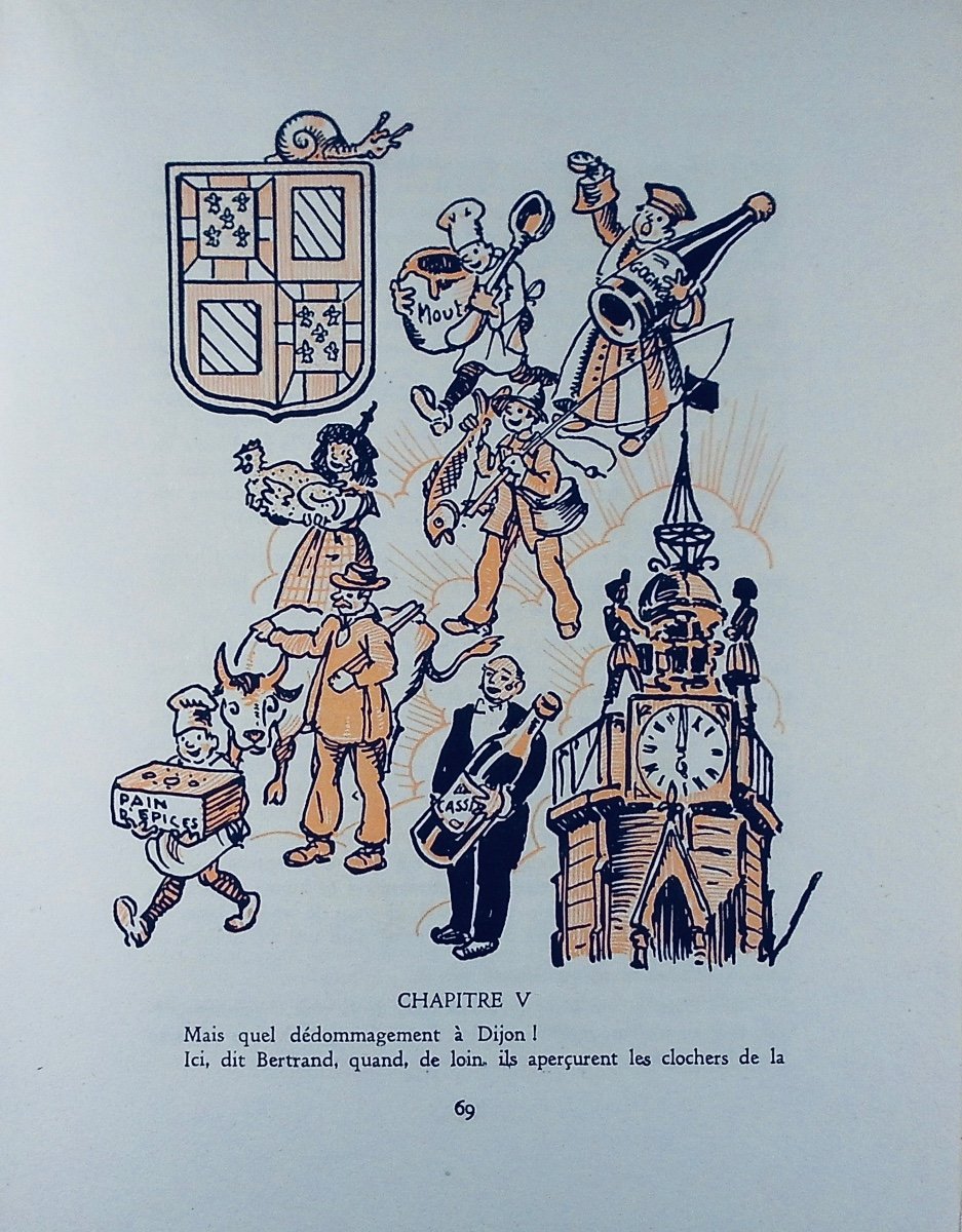 Bachelard - Olaf In The Land Of Papillarie. Paul Even Printing, 1954, Illustrations By Morette.-photo-3