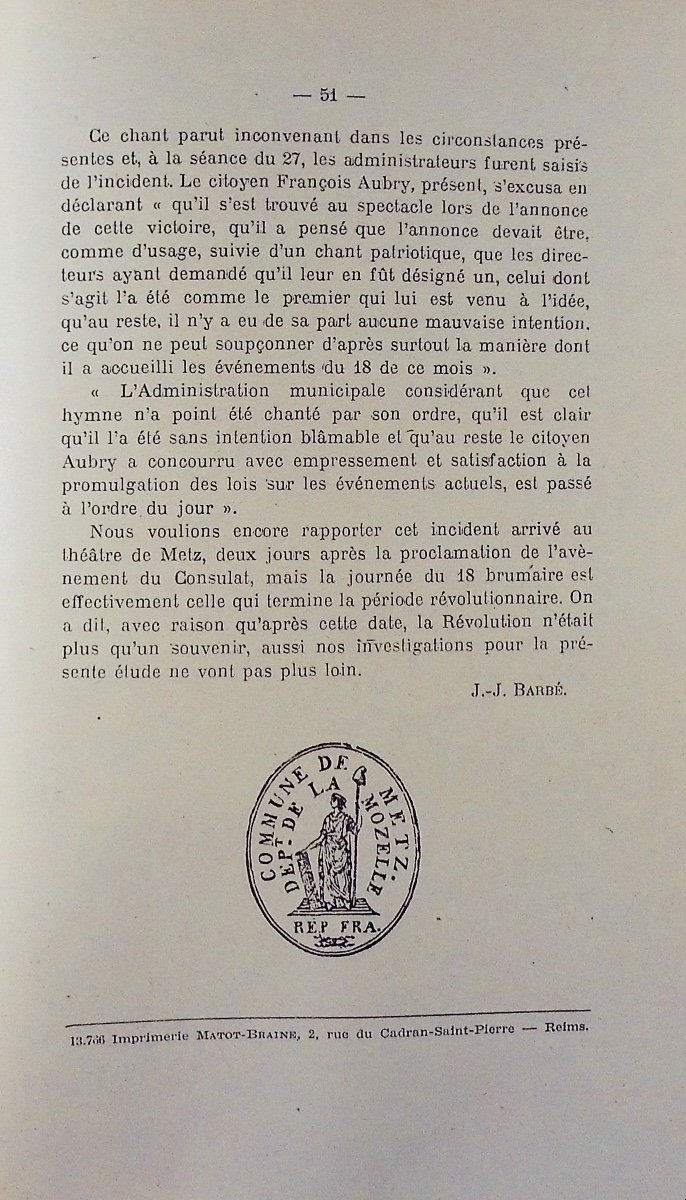 Barbé - The Theater In Metz During The Revolution (1790 - Year Ii) - 1800. Published In 1928, Paperback.-photo-7