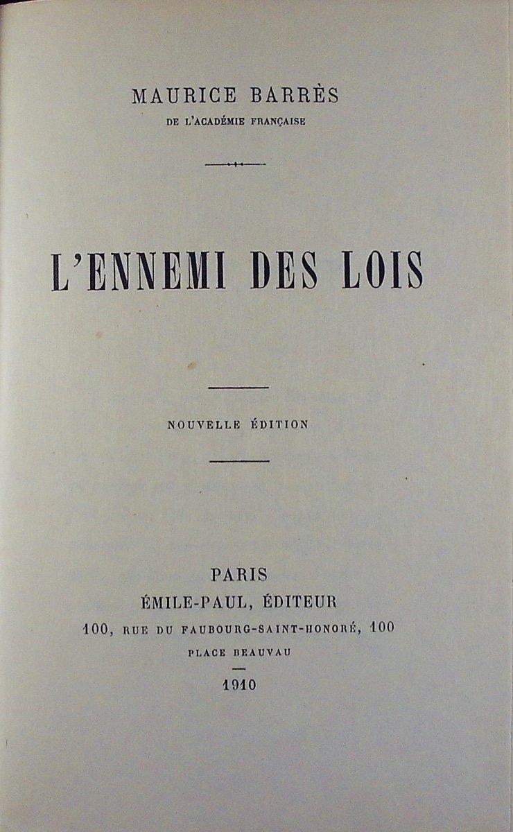 Barres - The Enemy Of The Laws. Emile-paul Frères Publisher, 1910, One Of 15 Copies On Japanese Paper.-photo-3