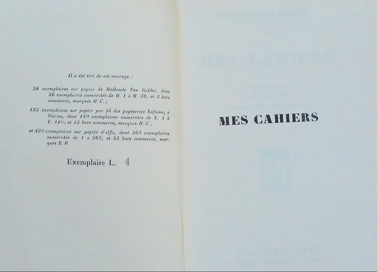 BARRÈS (Maurice) - Mes cahiers de 1896 à 1923. Plon, 1929-1957. Exemplaire de tête.-photo-7