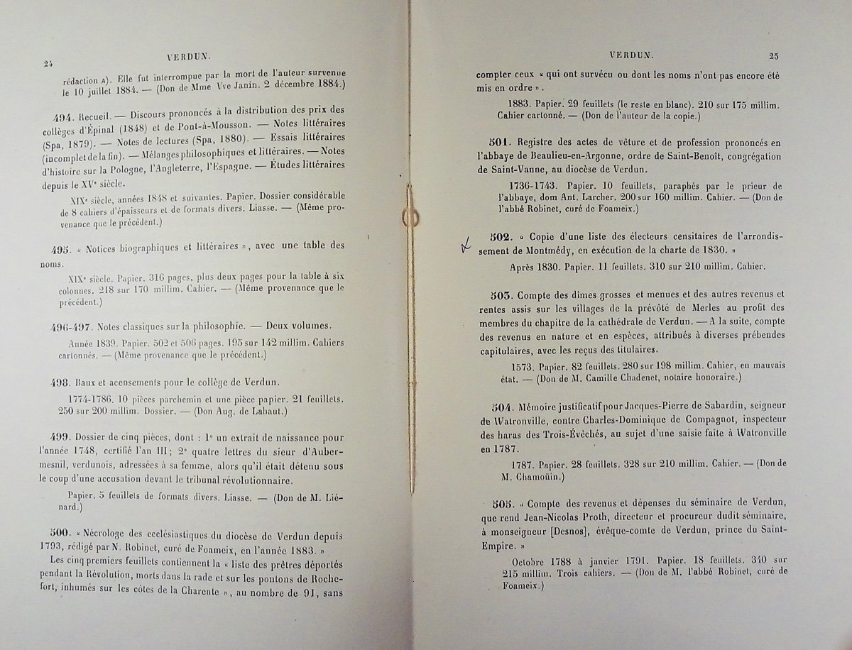 Bonnardot (françois) - Catalog Of Manuscripts From The Verdun-sur-meuse Library. 1904.-photo-4