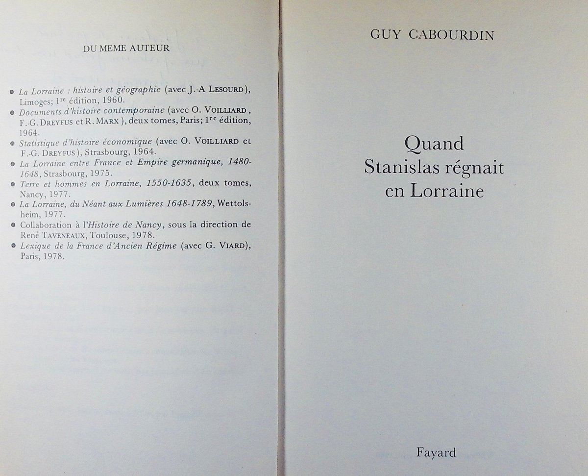 Cabourdin - When Stanislas Reigned In Lorraine. Arthème Fayard Bookstore, 1980, Dispatch.-photo-3