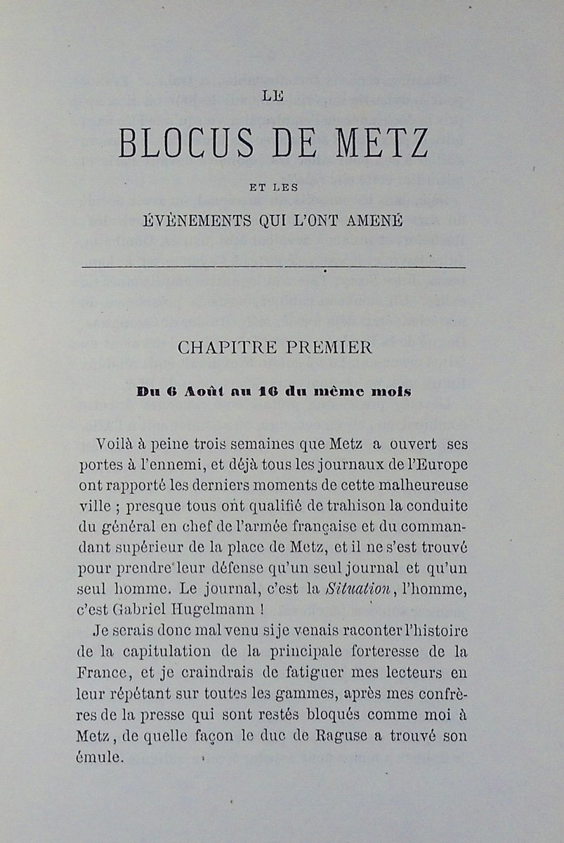 CHANLOUP (Hippolyte) - Le blocus de Metz et les évènements qui l'ont amené. Bordeaux, 1870.-photo-3