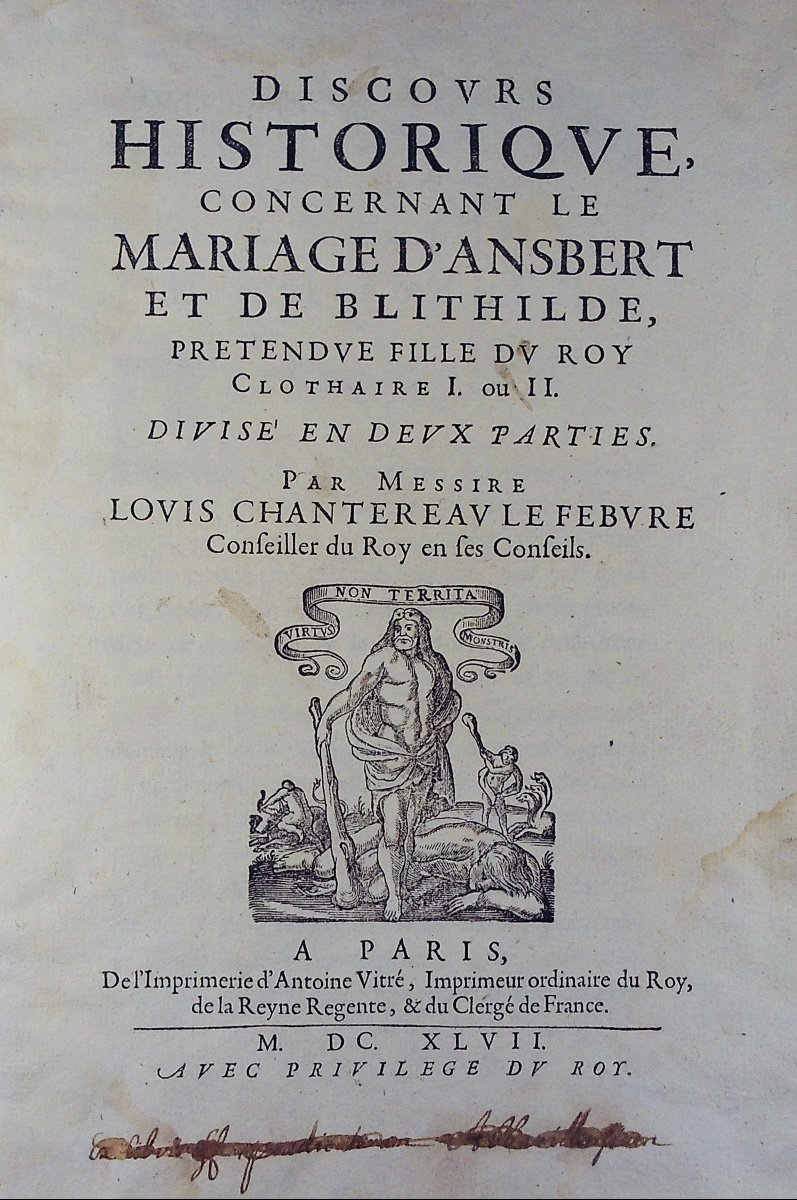 Chantereau-lefebvre - Historical Speech, Concerning The Marriage Of Ansbert. 1647, Vellum Binding