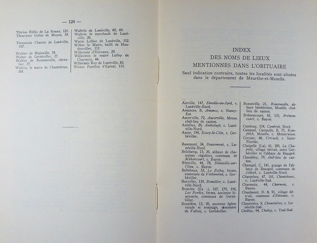 CHOUX - Obituaire de l'Abbaye de Beaupré, ordre de Citeaux, diocèse de Toul. 1968, broché.-photo-8