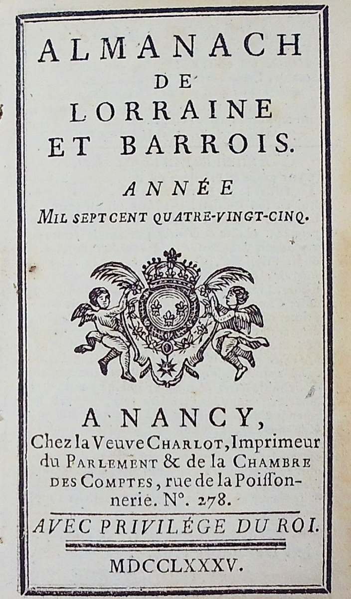 Almanac Of Lorraine And Barrois. Nancy, Chez La Veuve Charlot, 1785, Full Morocco Binding.-photo-2