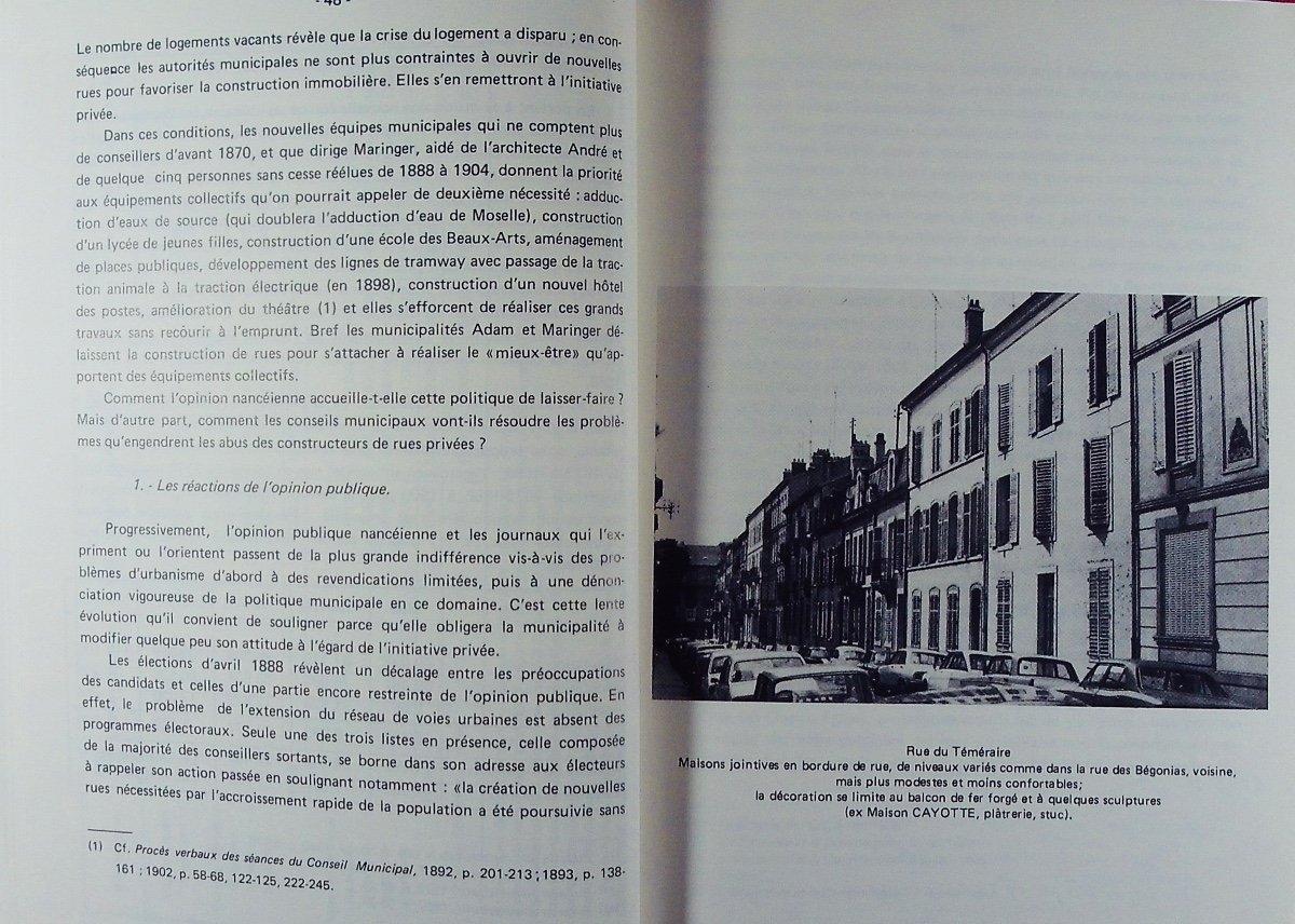 The Urbanization Of Nancy Between 1871 And 1914. Nancy, University Of Nancy, 1980, Paperback.-photo-2