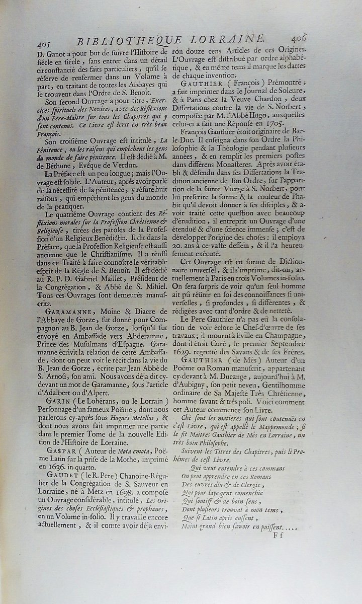 DOM CALMET - Bibliothèque Lorraine ou histoire des hommes illustres. 1751, très belle reliure.-photo-2