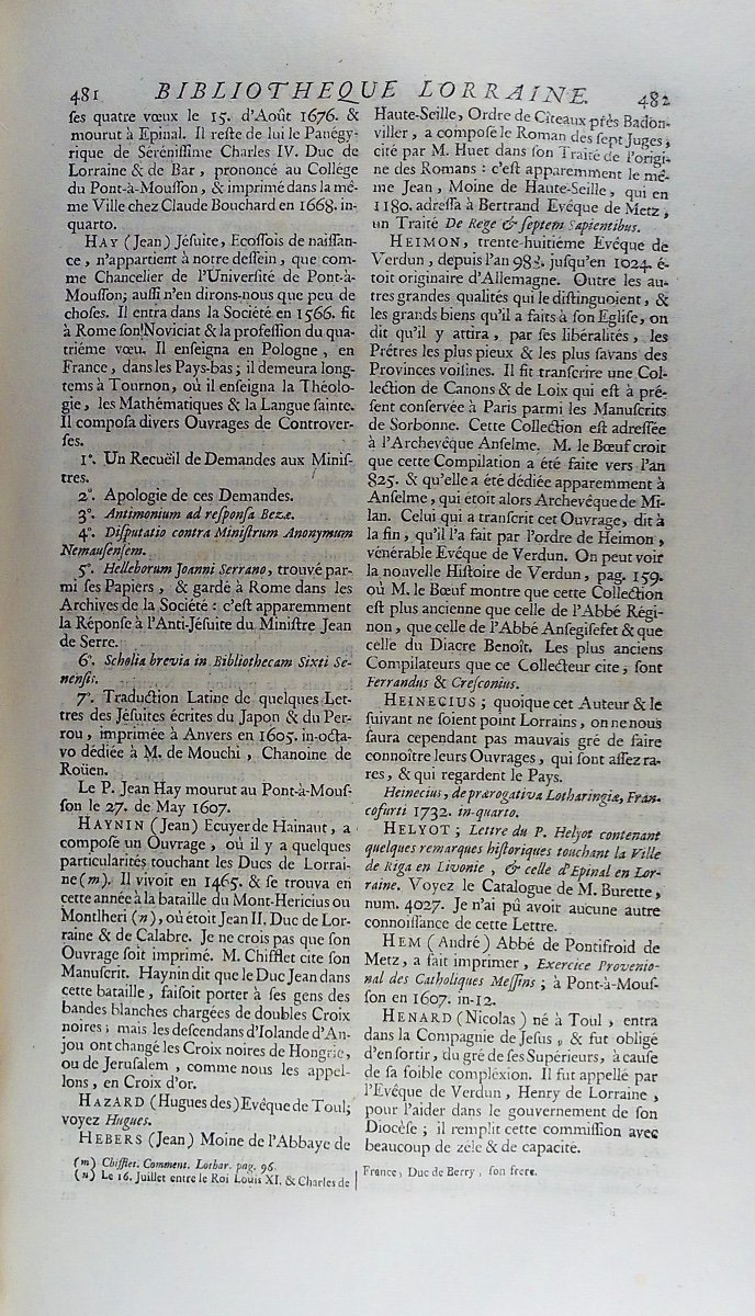 DOM CALMET - Bibliothèque Lorraine ou histoire des hommes illustres. 1751, très belle reliure.-photo-3