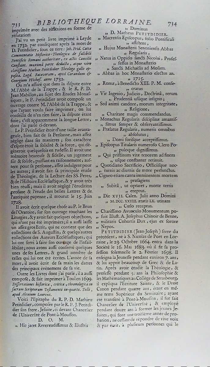 DOM CALMET - Bibliothèque Lorraine ou histoire des hommes illustres. 1751, très belle reliure.-photo-7