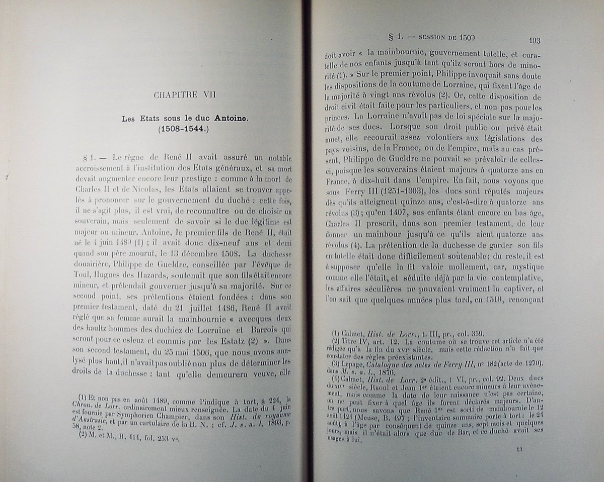 DUVERNOY - Les états généraux des duchés de Lorraine & de Bar jusqu'à Charles III. 1904, relié.-photo-3