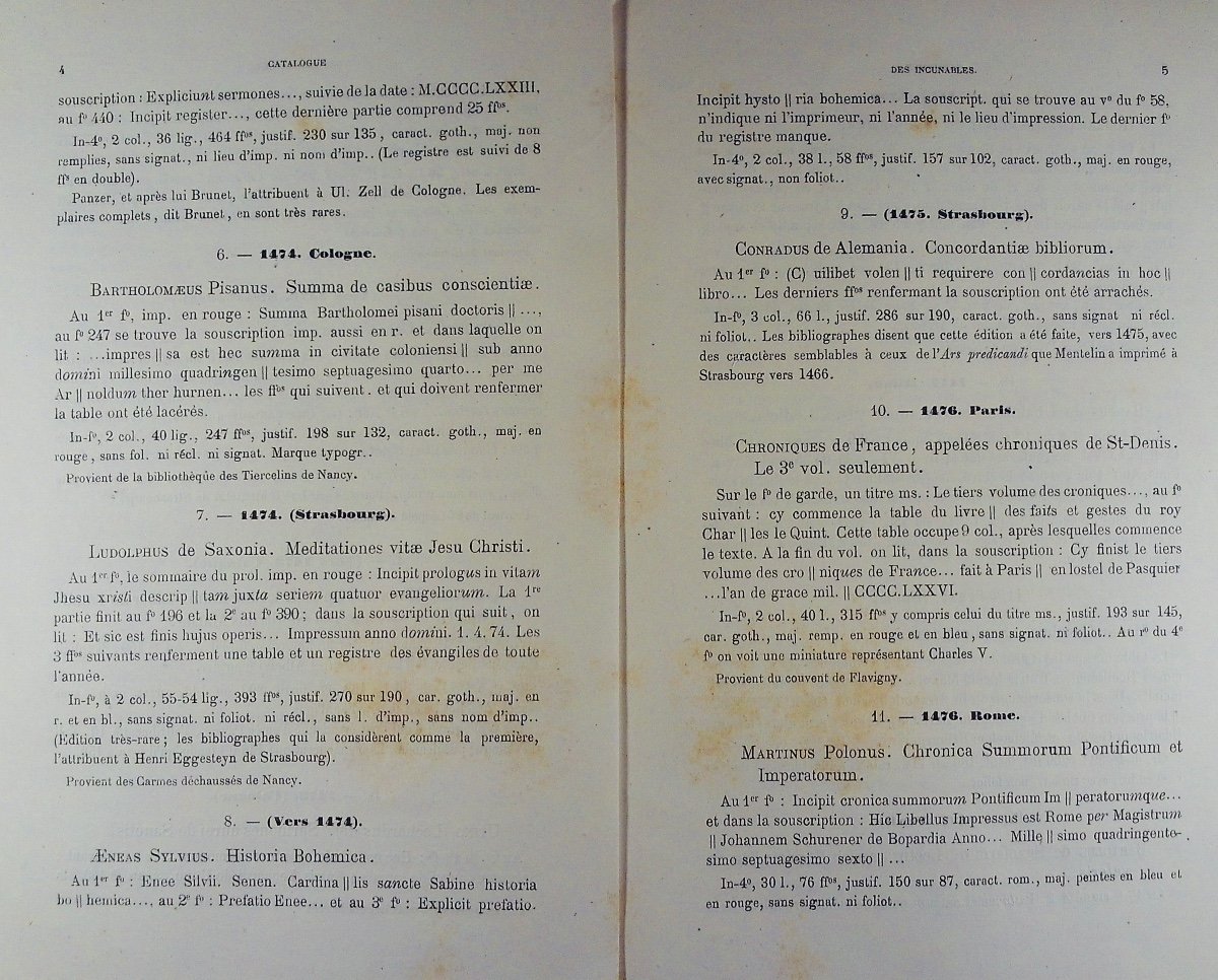 FAVIER (Justin) - Catalogue des incunables de la bibliothèque publique de Nancy. 1883, broché.-photo-1
