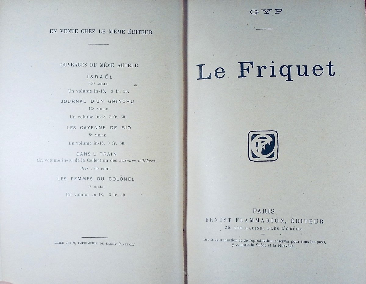 GYP - Le Friquet. Flammarion, 1901, reliure plein maroquin violet signée Bézard, tête dorée.-photo-2