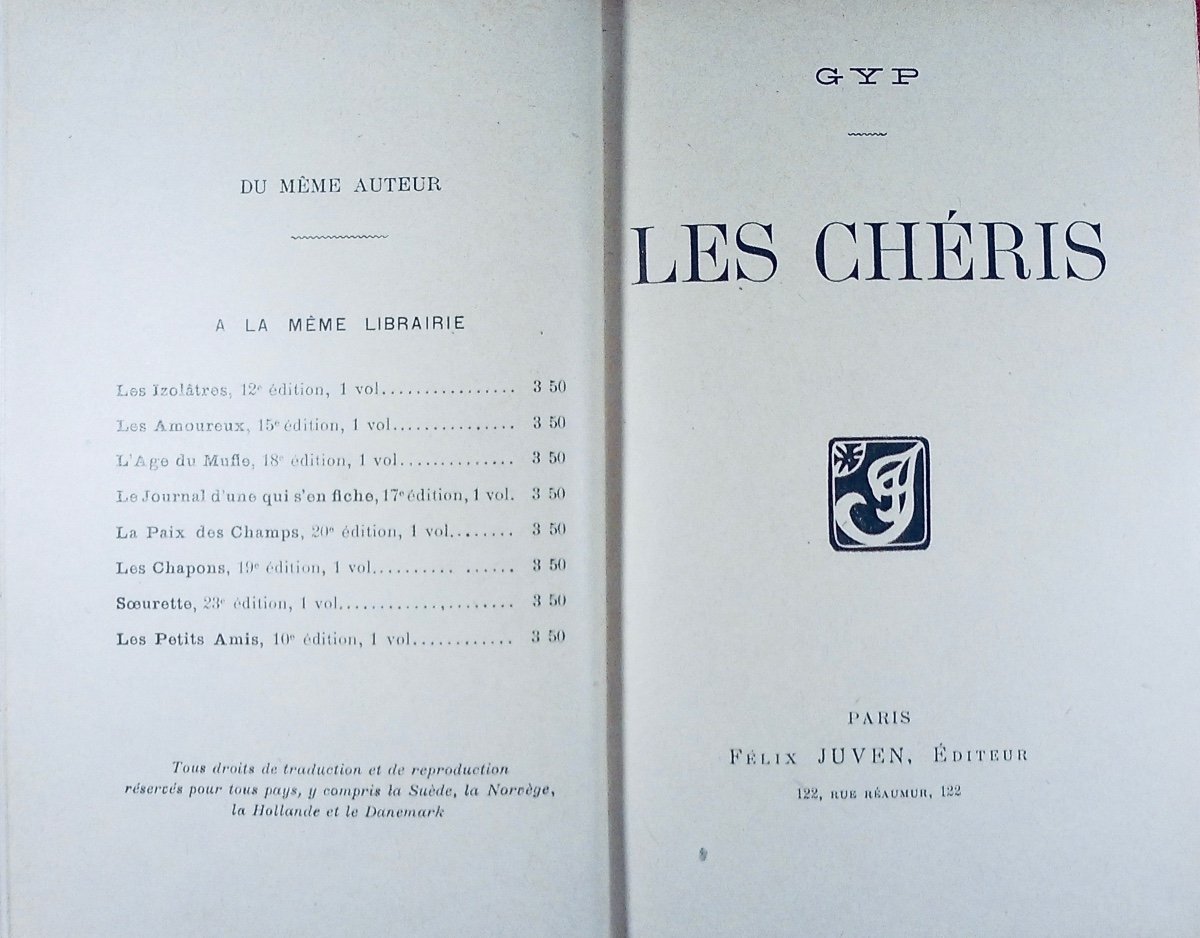 GYP - Les Chéris. Félix Juven, 1903, reliure plein maroquin violet signée Bézard, tête dorée.-photo-2