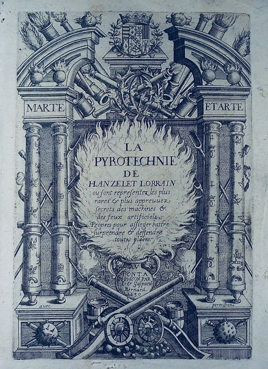 Hanzelet (appier) - The Pyrotechnics Of Hanzelet Lorrain. Pont-à-mousson, 1630, Vellum Binding.-photo-2