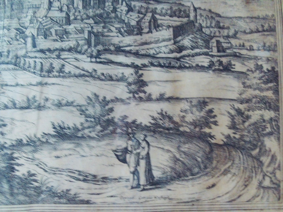 HOEFNAGLE & DEPINGEB - Blanmont au pays de Vauge en Loreyne.  Vers 1650, gravure encadrée.-photo-4