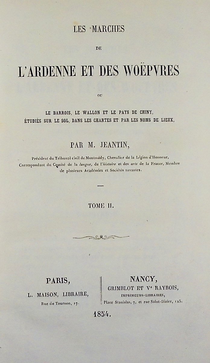 Jeantin - The Marches Of The Ardennes And The Woëpvres. Grimblot, 1853, In Period Binding.-photo-3