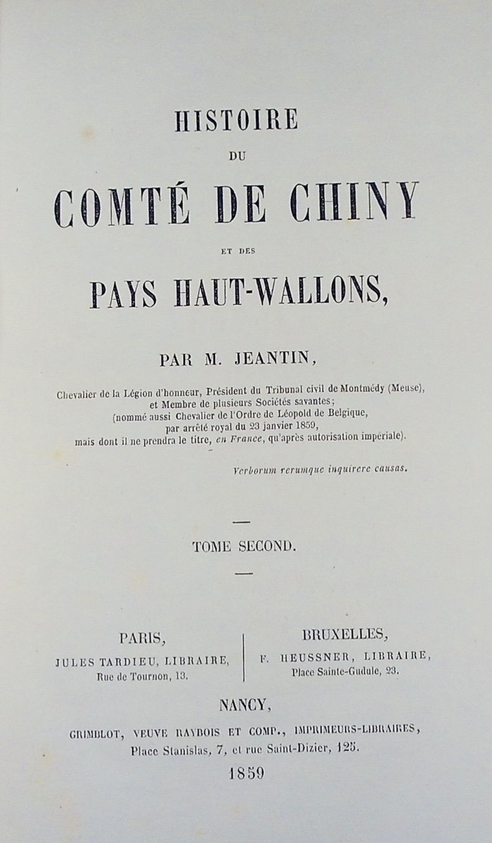 JEANTIN (M.) - Histoire du comté de Chiny et des pays Haut-Wallons. Tome second. 1859, relié.-photo-2