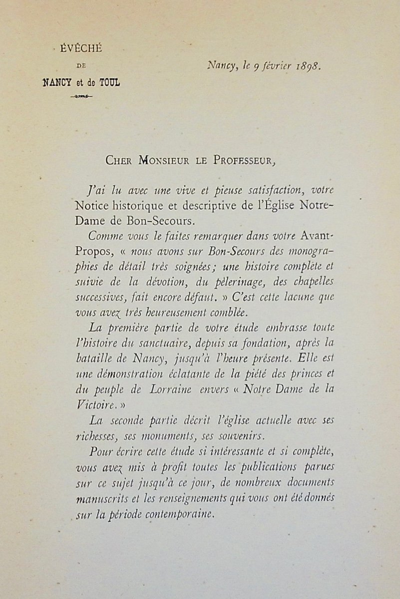 Jerome (léon) - The N.-d Church Of Bon-secours In Nancy. Nancy, Raoul Vagner, 1898, Paperback.-photo-1