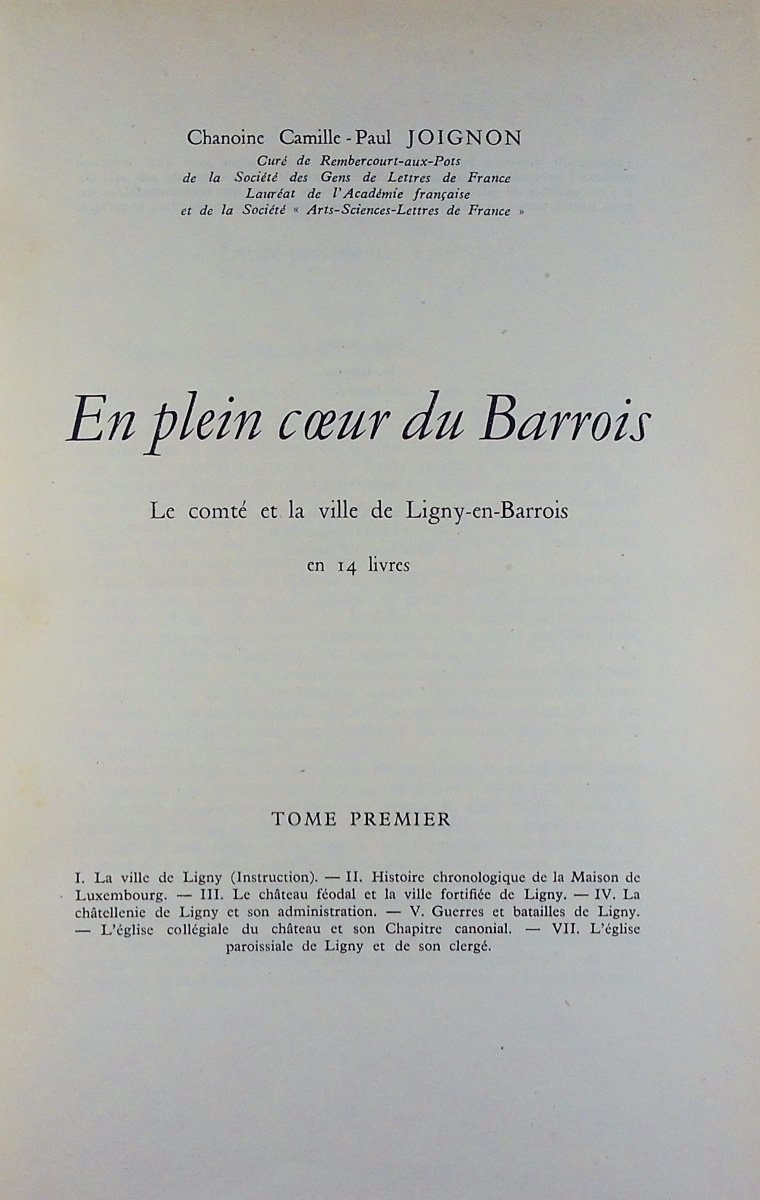 Joignon (abbot) - In The Heart Of Barrois - The County And Town Of Ligny-en-barrois. 1951.-photo-2