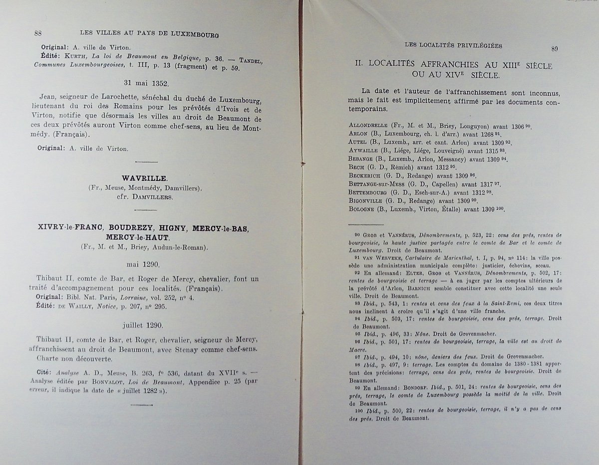 Joset - Cities In The Country Of Luxembourg (1196-1383). 1950, Paperback, Sent By The Author.-photo-7