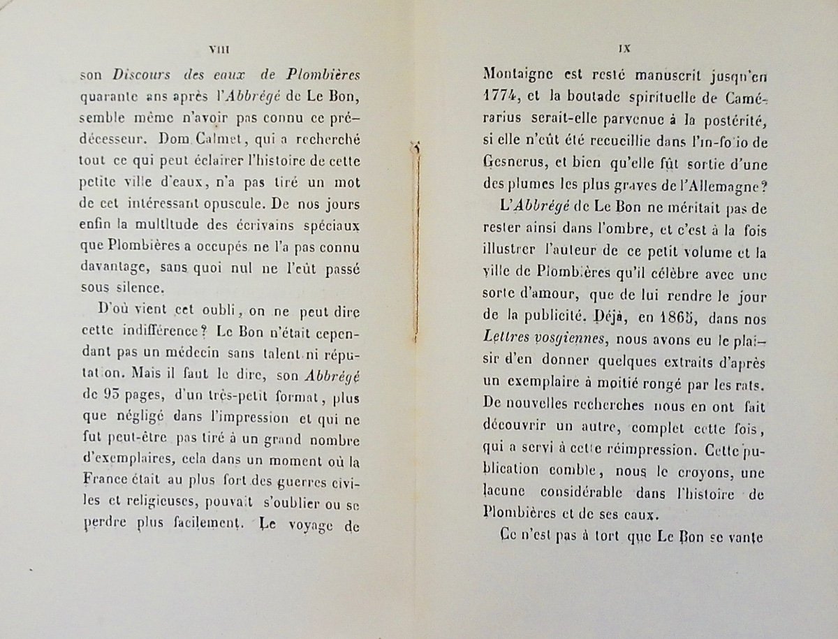 Le Bon (jean) - Summary Of The Ownership Of Plombières Waters. Victor Peyrou, 1869, Paperback.-photo-1