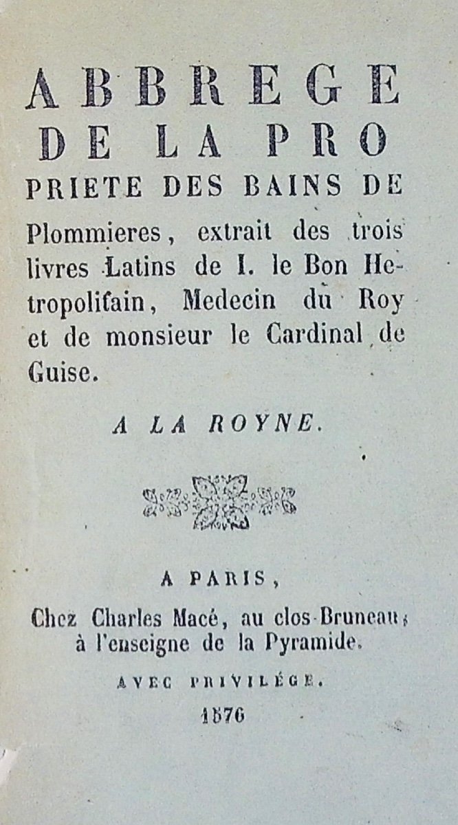 Le Bon (jean) - Summary Of The Ownership Of Plombières Waters. Victor Peyrou, 1869, Paperback.