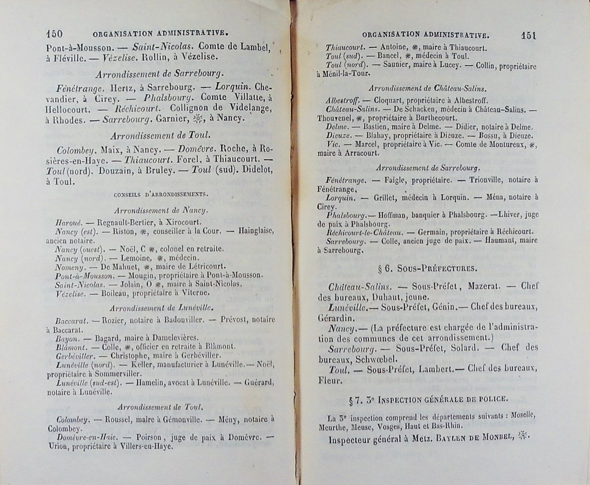 LEPAGE et GEORGE-GRIMBLOT - Annuaire administratif de la Meurthe. 1853, en reliure d'époque.-photo-3