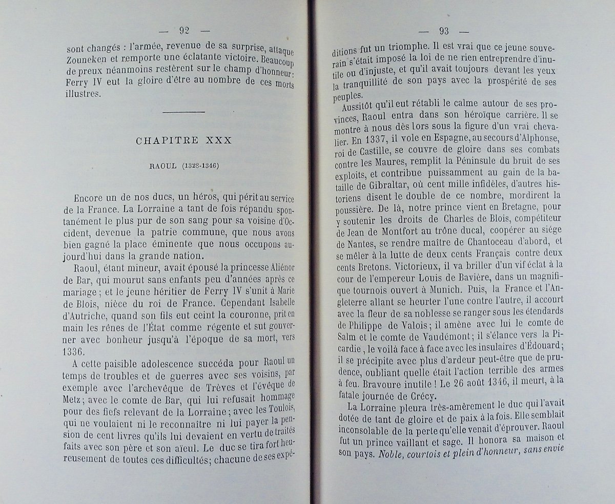 LEUPOL (L.) - Précis de l'histoire Lorraine.  Grosjean, 1874, reliure pleine toile d'époque.-photo-1