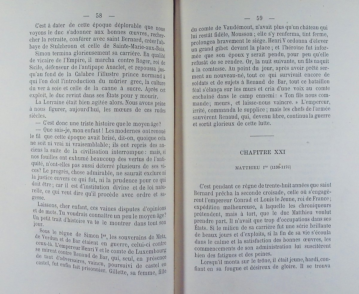 LEUPOL (L.) - Précis de l'histoire Lorraine.  Grosjean, 1874, reliure pleine toile d'époque.-photo-5