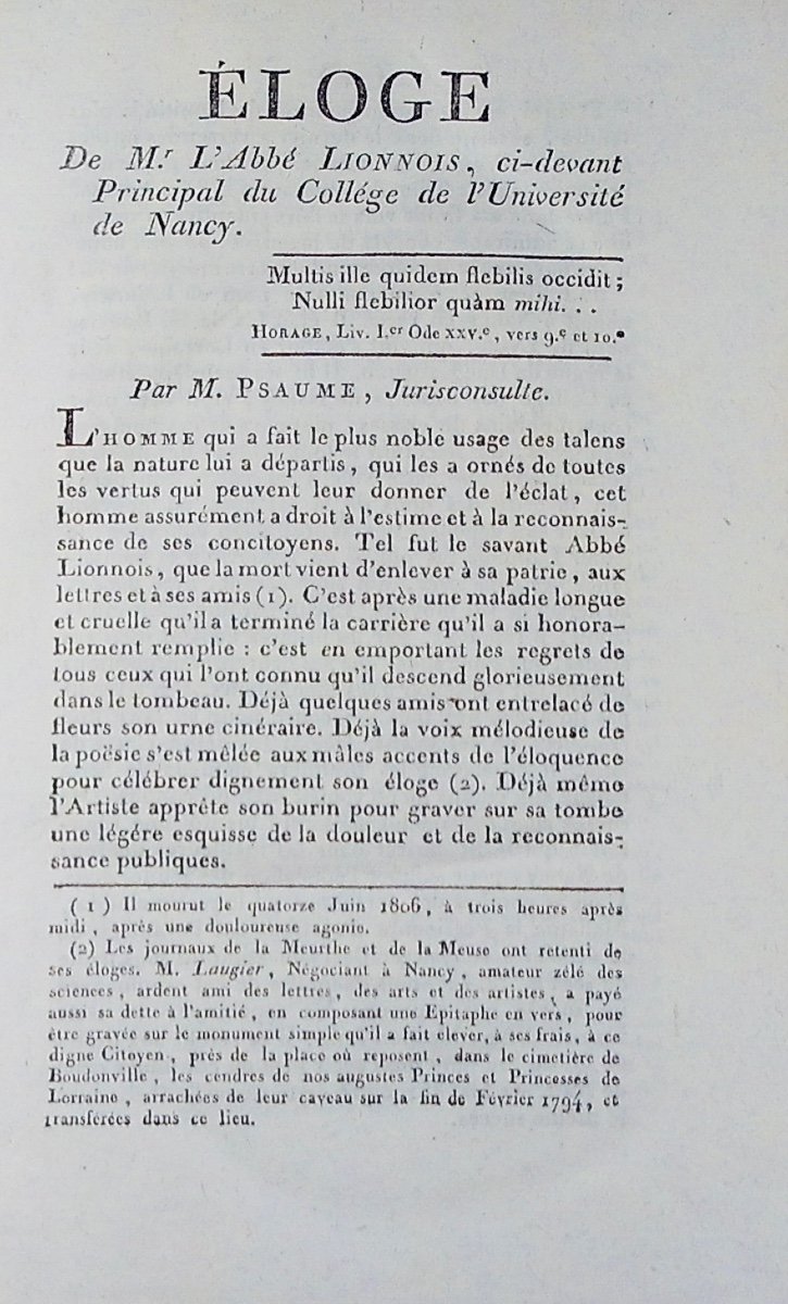 Lionnois - History Of The Old And New Towns Of Nancy. Haener, 1811, Bound, Without Plan.-photo-5