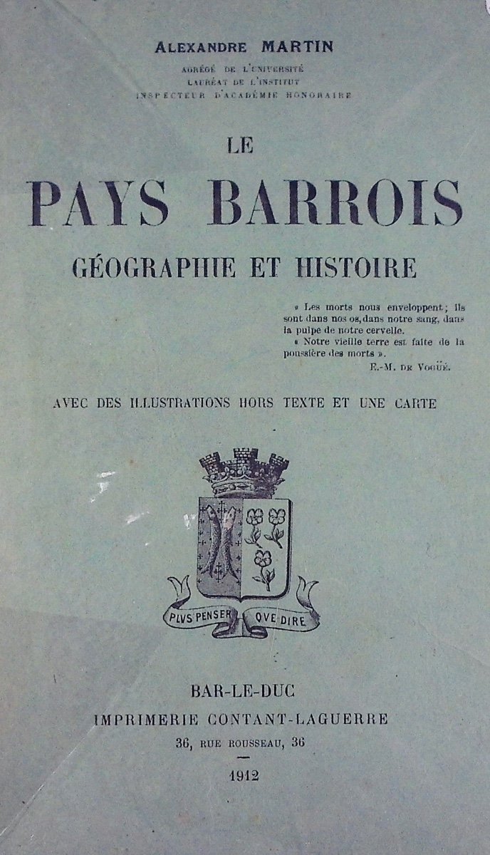 Martin (alexandre) - The Barrois Country Geography And History. Contant-laguerre, 1912, Paperback.-photo-4