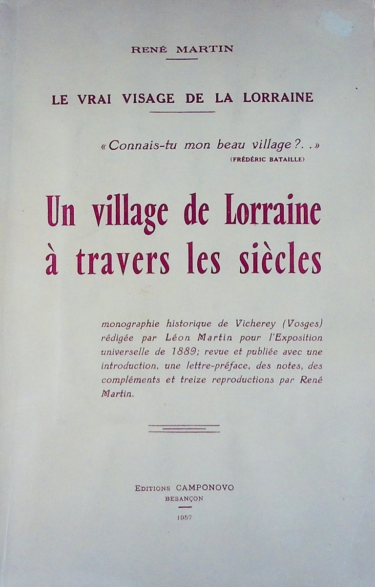 Martin (rené) - The True Face Of Lorraine - Do You Know My Beautiful Village? Camponovo, 1957.