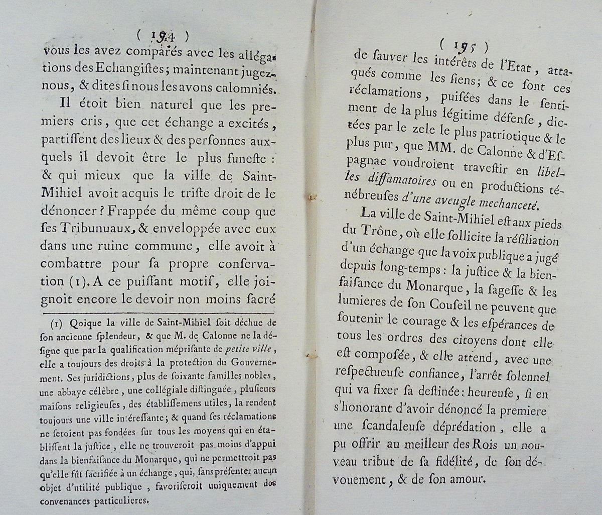 MICHEL - Observations de la ville de Saint-Mihiel en Lorraine sur l'échange... 1787, broché.-photo-5