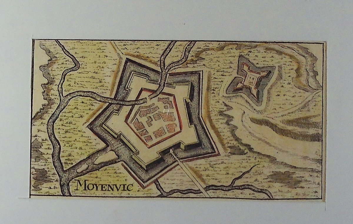 [MOYENVIC] - RIEGEL ? - Moyenvic. Nuremberg, Chez l'auteur, 1650, gravure coloriée d'époque.-photo-3