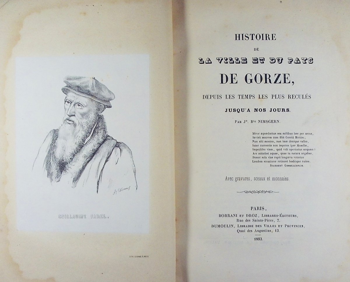 Nimsgern - History Of The Town And Country Of Gorze. Metz, Lecouteux, 1853, Old Binding.-photo-4