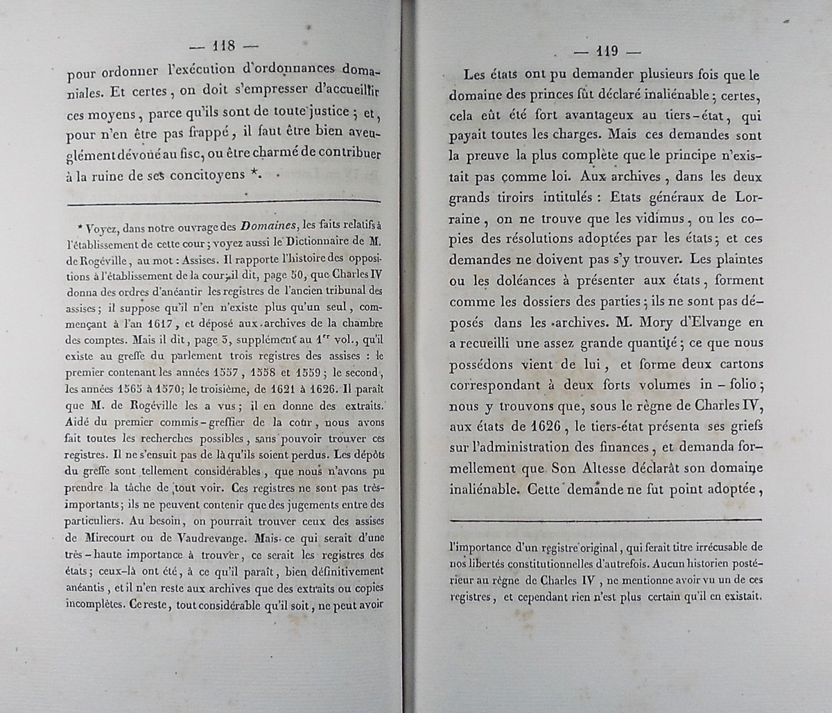 Noël - Memoirs To Serve The History Of Lorraine. Dard, 1838, Half-parchment Binding.-photo-3