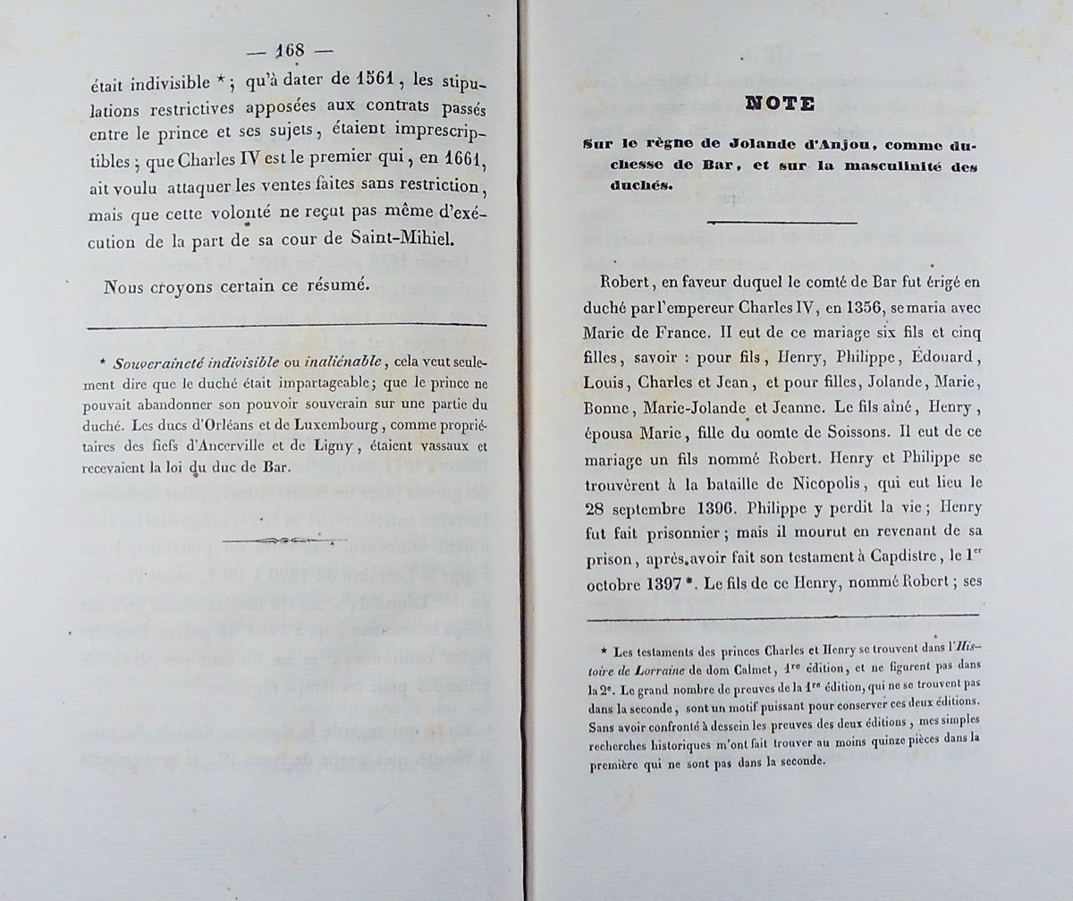 Noël - Memoirs To Serve The History Of Lorraine. Dard, 1838, Half-parchment Binding.-photo-5