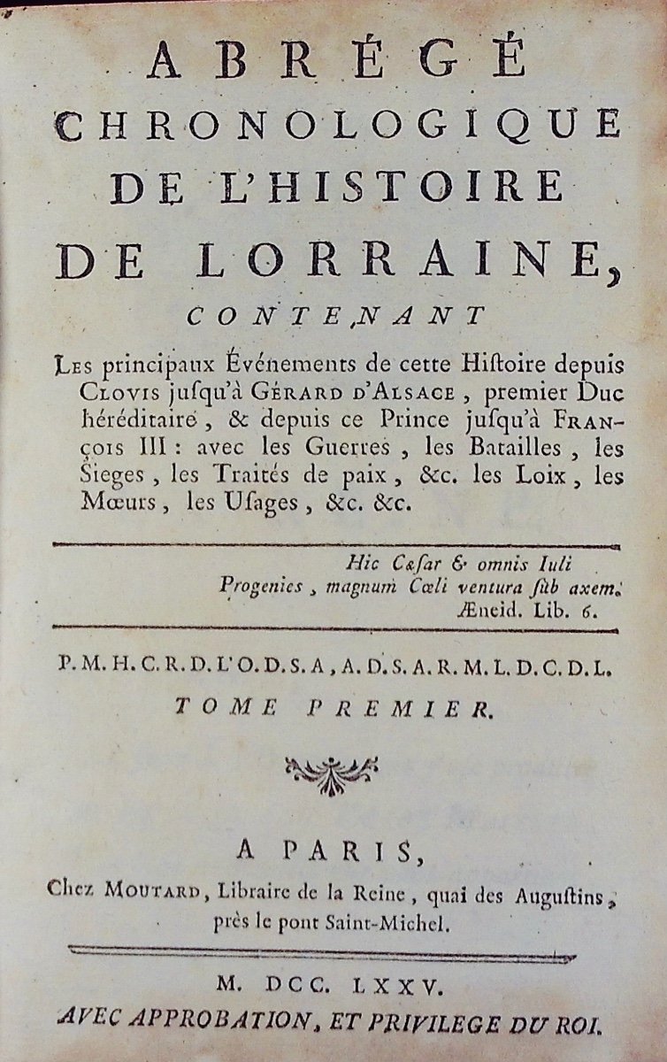 Henriquez - Chronological Summary Of The History Of Lorraine. Moutard, 1775, Contemporary Binding, 2 Vols.