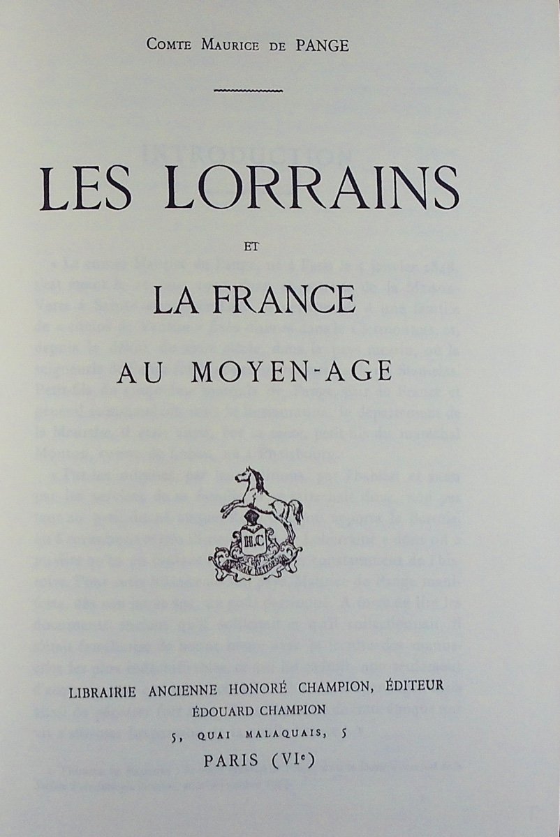 Pange (maurice Cte De) - The Lorrainers And France In The Middle Ages. Jeanne Lafitte, 1981.-photo-4