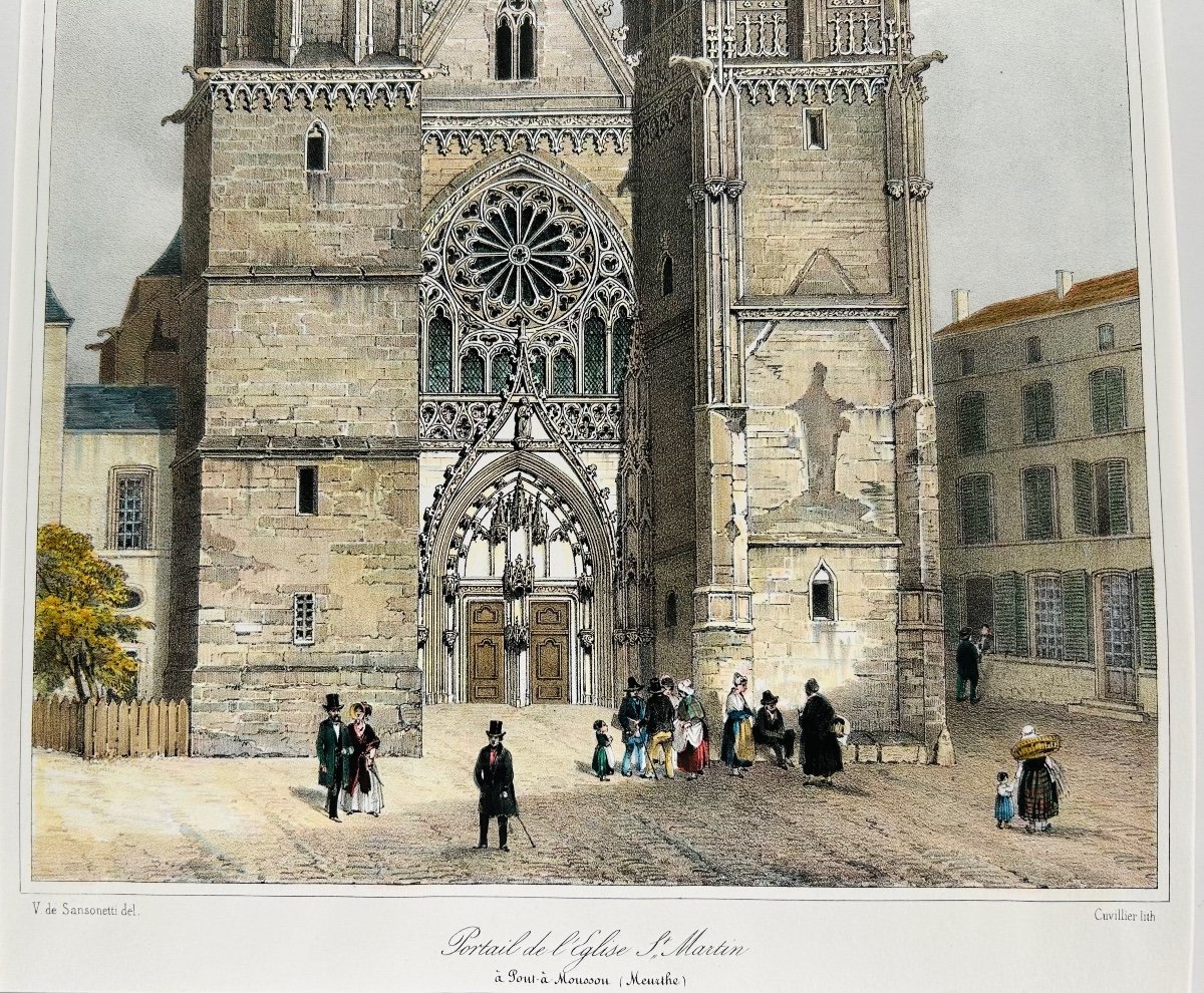 [pont-à-mousson] - Sansonetti - Portal Of The Saint Martin Church In Pont-à-mousson. Around 1840.-photo-2