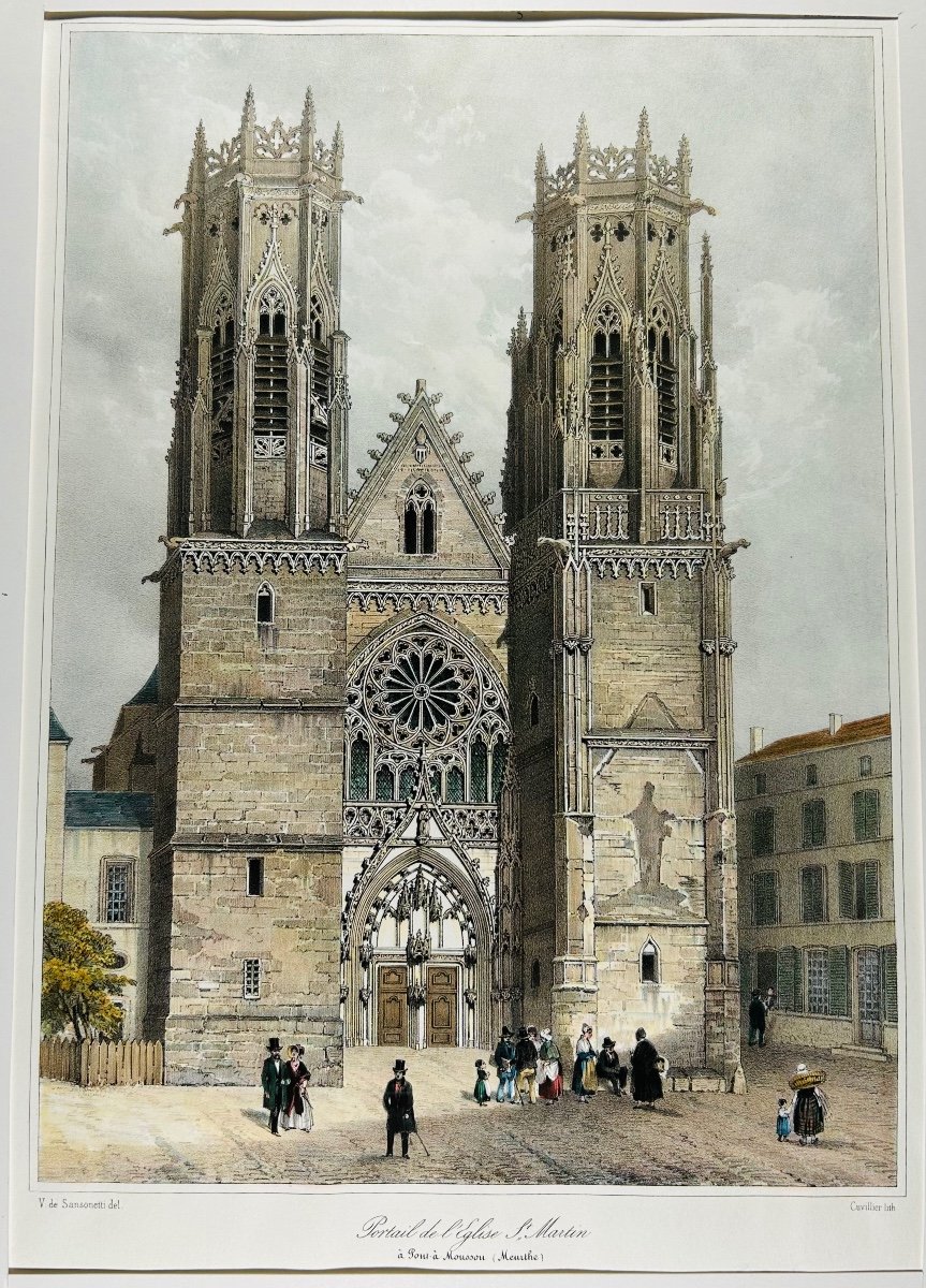 [pont-à-mousson] - Sansonetti - Portal Of The Saint Martin Church In Pont-à-mousson. Around 1840.