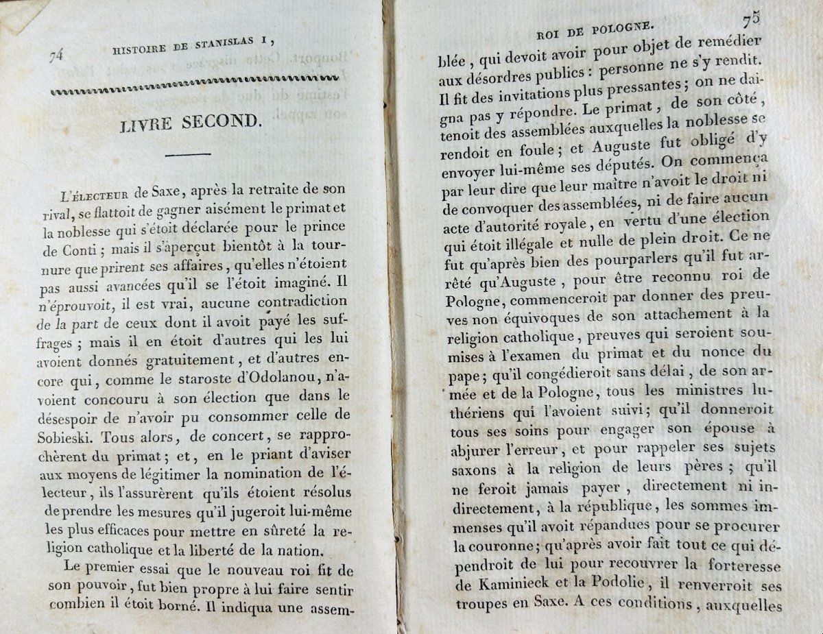 PROYART - Histoire de Stanislas premier, Roi de Pologne, Duc de Lorraine. 1828, relié.-photo-4