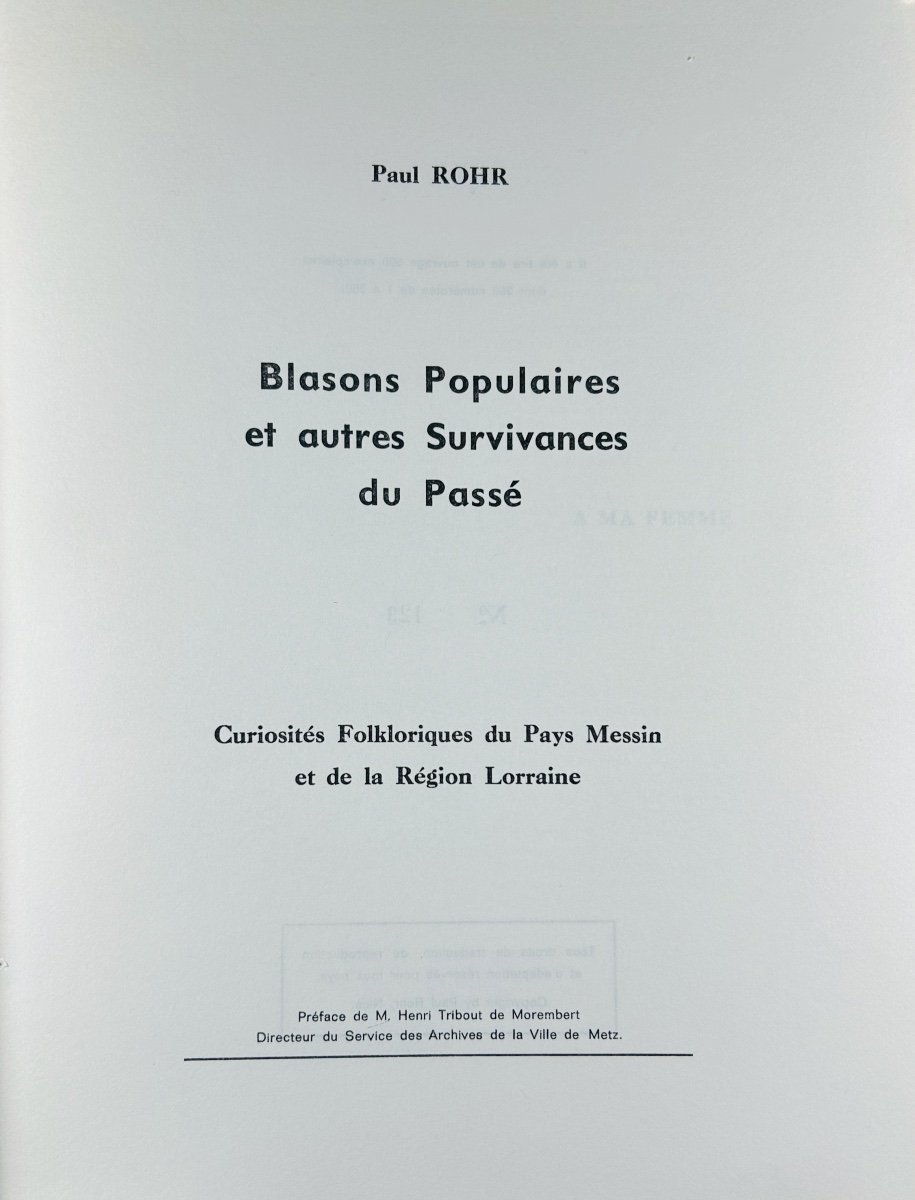 Rohr (paul) - Popular Coats Of Arms And Other Survivals From The Past, Folkloric Curiosities. 1970.-photo-2